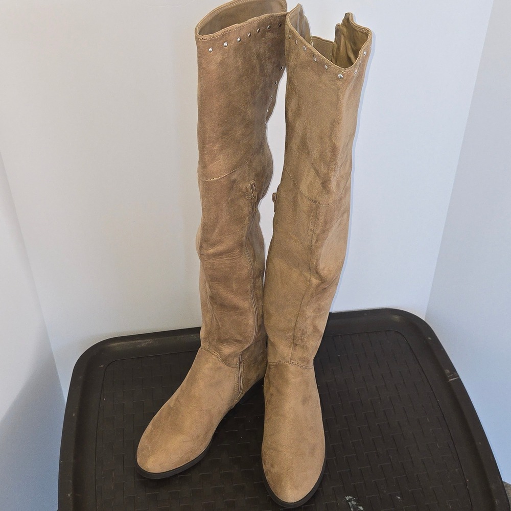 XOXO Travis Tan Faux Suede Studded Over The Knee Tall Boots Womens 7M XO184031